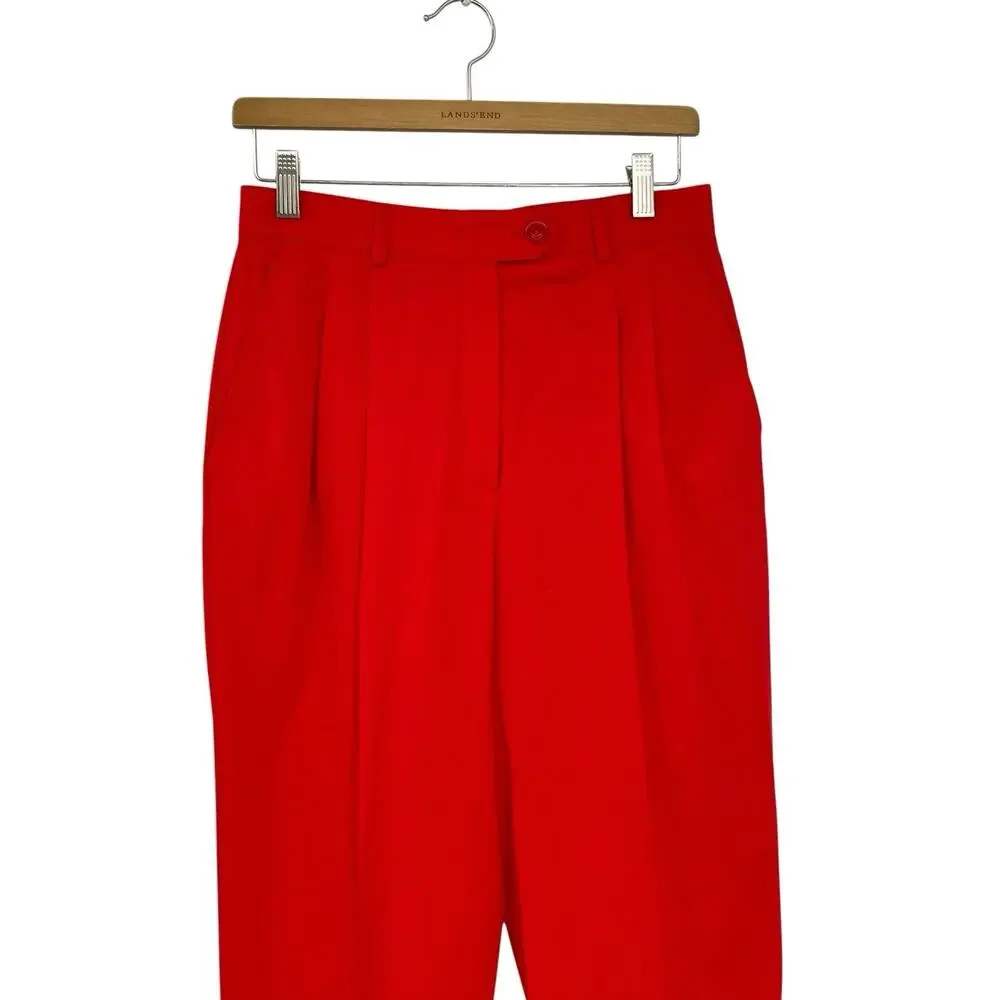 Vintage Escada Margaretha Ley Pants Pleated Front Red Wool Size 38 US 8